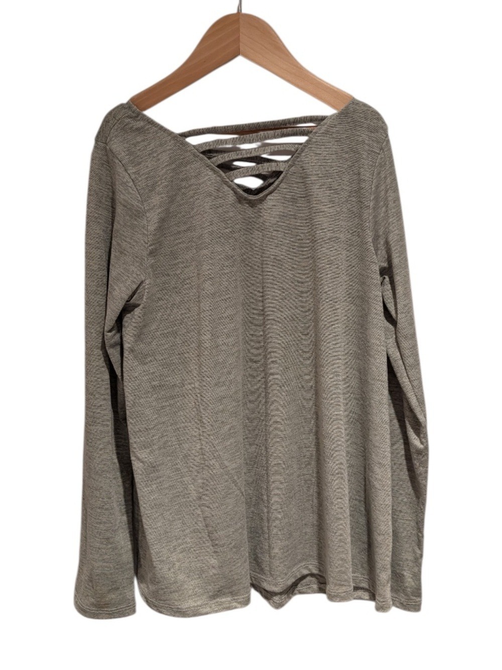 ERGE grey long sleeve top with neck detail - size L(14)